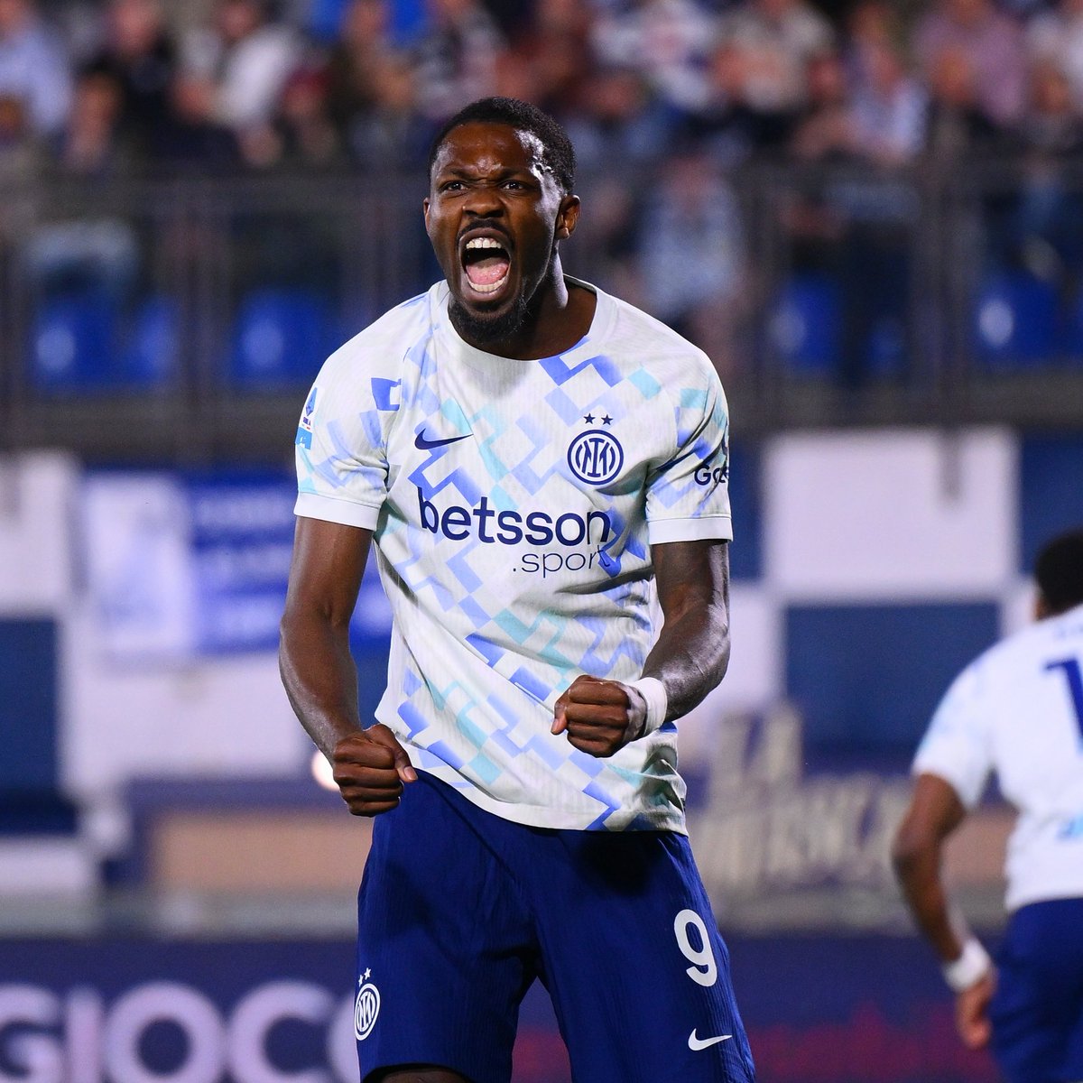Marcus Thuram celebrates after equalising for Inter